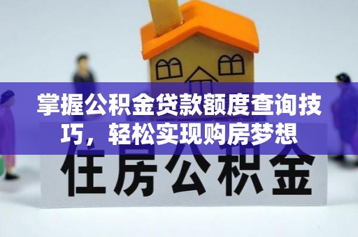 谯城掌握公积金贷款额度查询技巧，轻松实现购房梦想